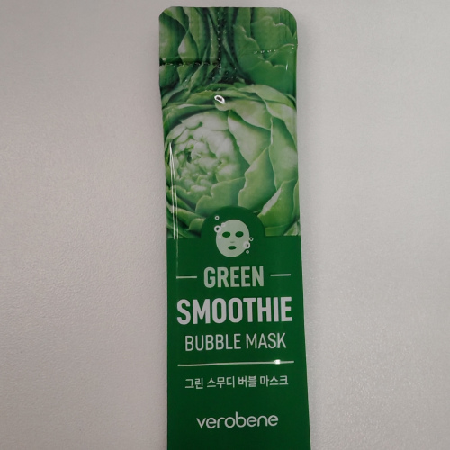 Кислородная очищающая маска смузи для лица (зеленая) Verobene Green Smoothie Bubble Mask, 5 г