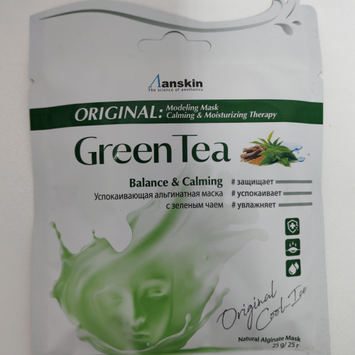 Альгинатная маска с зелёным чаем Anskin Modeling Mask Green Tea For Balance & Calming